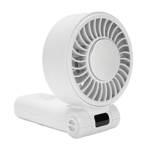 Sorandy Handheld -Lüfter, Stiller Persönlicher Lüfter Geräuschloser Kühlung 5 Geschwindigkeit Einstellbare USB -wiederaufladbare Falten mit Digitaldisplay für Reisebüros Outdoor (WHITE) von Sorandy