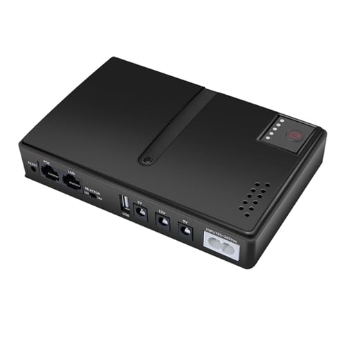 Sorandy MINI UPS Battery Backup Netzteil, Gigabit POE Ununterbrochene UPS -Leistung mit Router, Modem, Überwachungskamera, Eingangszusammengabe USB 5V DC 9V/12 V DC 24 V/48V POE (1000 (B) von Sorandy