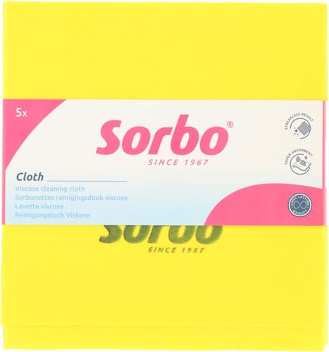Sorbo Sorbonettes Reinigungstücher – 5er-Set – 38 x 40 cm – Hoch saugfähig & fusselfrei – Waschbar bis 60 °C – Universelle Allzwecktücher – Für Küche, Bad & Haushalt – Gelb von Sorbo