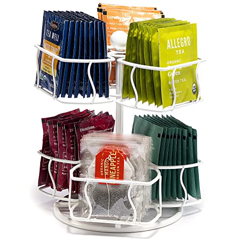 Sorbus Teetaschen-Drehkarussell – Tee-Caddy Organizer für Arbeitsplatte – Matcha-Station-Zubehör – 2-stöckige drehbare Aufbewahrung für Speisekammer – für bis zu 60 große Teebeutel von Sorbus