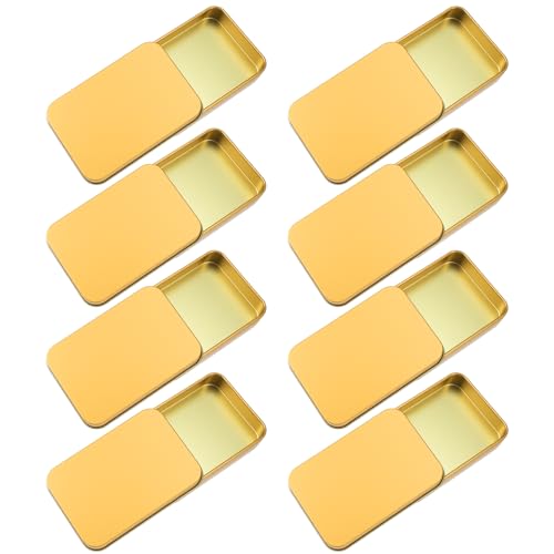 8 Stück Blechdose mit Deckel Gold Metalldosen Metall Aufbewahrungsbox Tragbare Metalldose Blechdose Klein für Zuhause Sügigkeiten Ohrringe Schlüssel (90×60×18mm) von Sorcristy