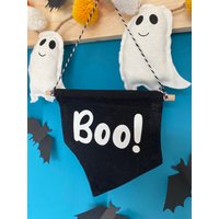 Boo Wimpelkette | Halloween Halloween-Wand-Dekor Kinderzimmer Gruselzeit Wandbehang Aus Baumwolle Handarbeit Großbritanien von Sorenly