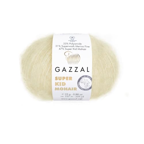 3er-Pack/Knäuel Gazzal Super Kid Mohair, je Knäuel 25 g, 237 m, Mischung aus Superwash-Wolle, Polyamid und Super Kid Mohair, 64408 von Sorenta
