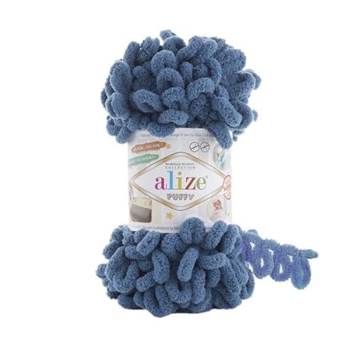 Alize Puffy Baby Big Loop Deckengarn, 100 % Mikropolyester, weiche Wolle, je Knäuel 100 g, 9 m, 637 Indigo, 3 Knäuel Alize Puffy Baby Big Loop Deckengarn, 100 % Mikropolyester, weiche Wolle, je Knäuel 100 g, 9 m, 637 Indigo, 3 Knäuel von Sorenta