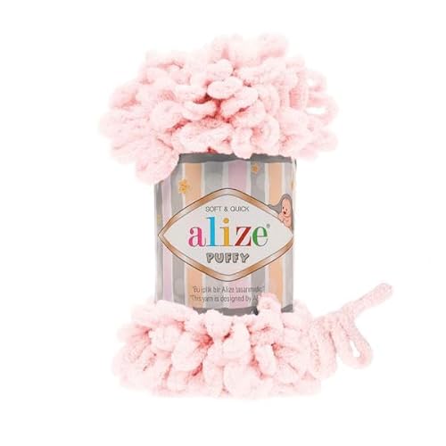 Alize Puffy Baby Big Loop Deckengarn, 100 % Mikropolyester, weiche Wolle, je Knäuel 100 g, 9 m, 639 Kristallrosa, 3 Knäuel / Knäuel Alize Puffy Baby Big Loop Deckengarn, 100 % Mikropolyester, weiche Wolle, je Knäuel 100 g, 9 m, 639 Kristallrosa, 3 Knäuel / Knäuel von Sorenta