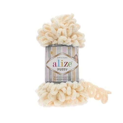 Alize Puffy Baby Big Loop Deckengarn, 100 % Mikropolyester, weiche Wolle, je Knäuel 100 g, 9 m, 742 Vanille, 3 Knäuel / Knäuel Alize Puffy Baby Big Loop Deckengarn, 100 % Mikropolyester, weiche Wolle, je Knäuel 100 g, 9 m, 742 Vanille, 3 Knäuel / Knäuel von Sorenta