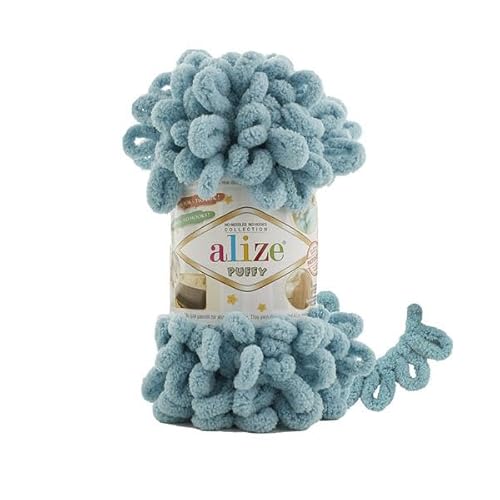 Alize Puffy Baby Big Loop Deckengarn, 100 % Mikropolyester, weiche Wolle, je Knäuel 100 g, 9 m, Azurblau Alize Puffy Baby Big Loop Deckengarn, 100 % Mikropolyester, weiche Wolle, je Knäuel 100 g, 9 m, Azurblau von Sorenta
