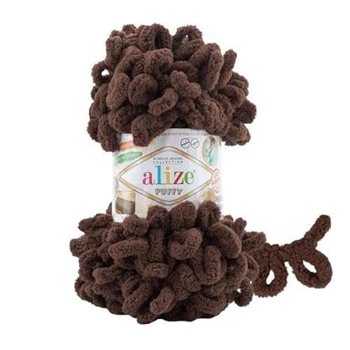 Alize Puffy Baby Big Loop Deckengarn, 100 % Mikropolyester, weiche Wolle, je Knäuel 100 g, 9 m, Dunkelbraun, 3 Knäuel Alize Puffy Baby Big Loop Deckengarn, 100 % Mikropolyester, weiche Wolle, je Knäuel 100 g, 9 m, Dunkelbraun, 3 Knäuel von Sorenta