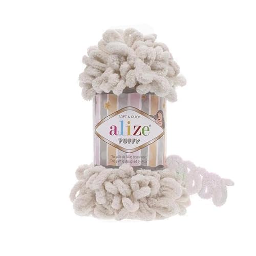 Alize Puffy Baby Big Loop Deckengarn, 100 % Mikropolyester, weiche Wolle, je Knäuel 100 g, 9 m, Elfenbeinfarben, 3 Knäuel Alize Puffy Baby Big Loop Deckengarn, 100 % Mikropolyester, weiche Wolle, je Knäuel 100 g, 9 m, Elfenbeinfarben, 3 Knäuel von Sorenta