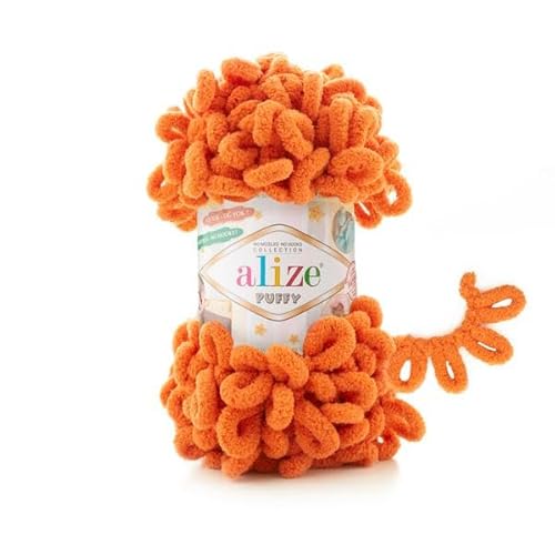Alize Puffy Baby Big Loop Deckengarn, 100 % Mikropolyester, weiche Wolle, je Knäuel 100 g, 9 m, Orange, 3 Knäuel Alize Puffy Baby Big Loop Deckengarn, 100 % Mikropolyester, weiche Wolle, je Knäuel 100 g, 9 m, Orange, 3 Knäuel von Sorenta