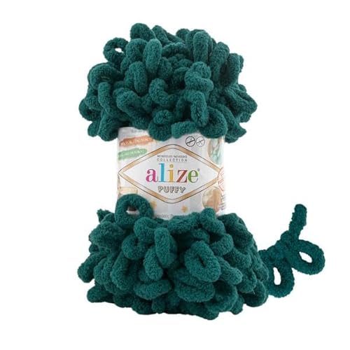 Alize Puffy Baby Big Loop Deckengarn, 100 % Mikropolyester, weiche Wolle, je Knäuel 100 g, 9 m, Petrolgrün, 5 Knäuel Alize Puffy Baby Big Loop Deckengarn, 100 % Mikropolyester, weiche Wolle, je Knäuel 100 g, 9 m, Petrolgrün, 5 Knäuel von Sorenta