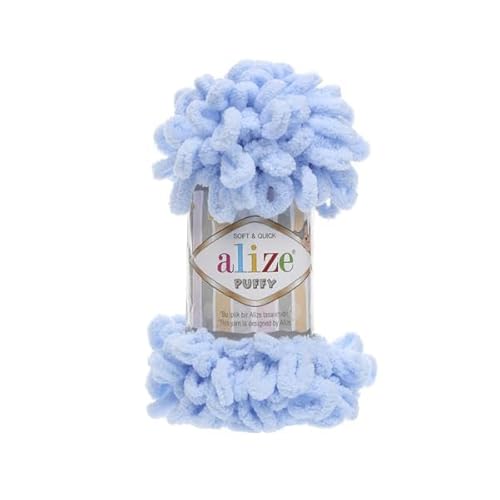 Alize Puffy Baby Big Loop Deckengarn, 100 % Mikropolyester, weiche Wolle, je Knäuel 100 g, 9 m - 183 Hellblau, 3 Knäuel / Knäuel Alize Puffy Baby Big Loop Deckengarn, 100 % Mikropolyester, weiche Wolle, je Knäuel 100 g, 9 m - 183 Hellblau, 3 Knäuel / Knäuel von Sorenta