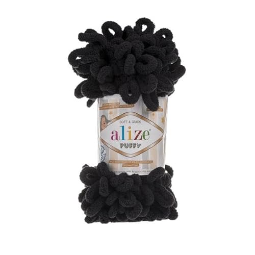 Alize Puffy Baby Big Loop Deckengarn, 100 % Mikropolyester, weiche Wolle, je Knäuel 100 g, 9 m - 60, Schwarz Alize Puffy Baby Big Loop Deckengarn, 100 % Mikropolyester, weiche Wolle, je Knäuel 100 g, 9 m - 60, Schwarz von Sorenta