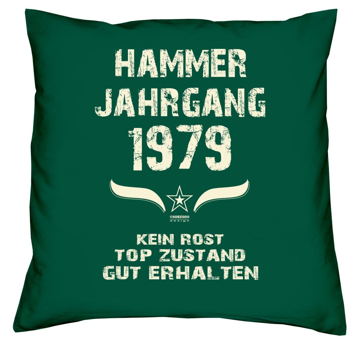 Soreso® Dekokissen Hammer Jahrgang 1979 Kissen, Geburtstagsgeschenk für Männer & Frauen, waschechte Farben, persönliches Design, handgefertigt, Jahrgang Motiv, Jahrzahl von Soreso®