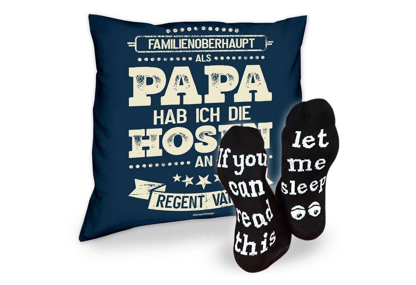 Soreso® Dekokissen Kissen Als Papa hab ich die Hosen an & Sprüche Socken Sleep, Geschenk Geburtstagsgeschenk von Soreso®
