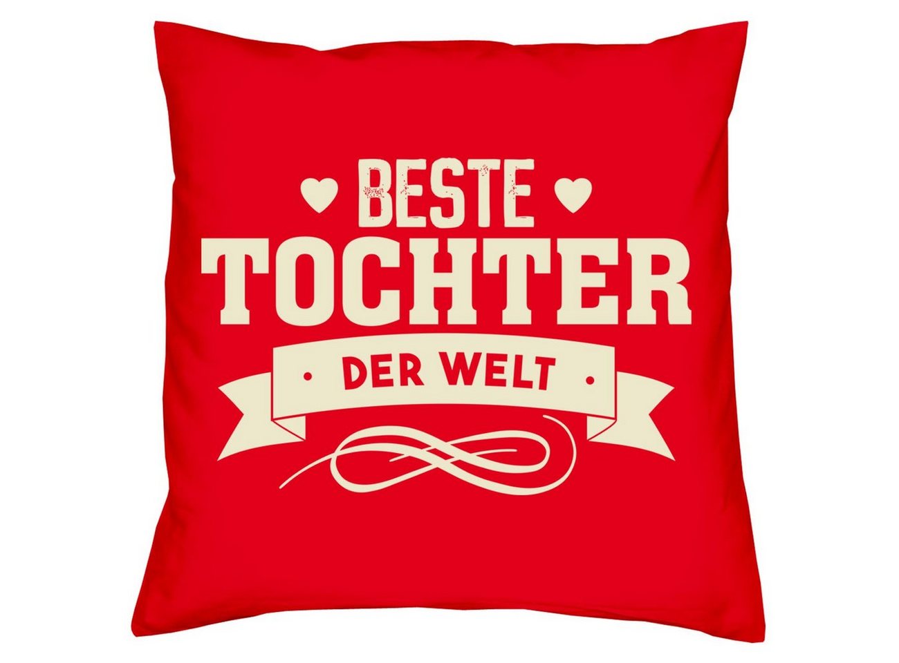 Soreso® Dekokissen Kissen Beste Tochter der Welt Kissenbezug und Füllung, Geschenk Geburtstagsgeschenk von Soreso®