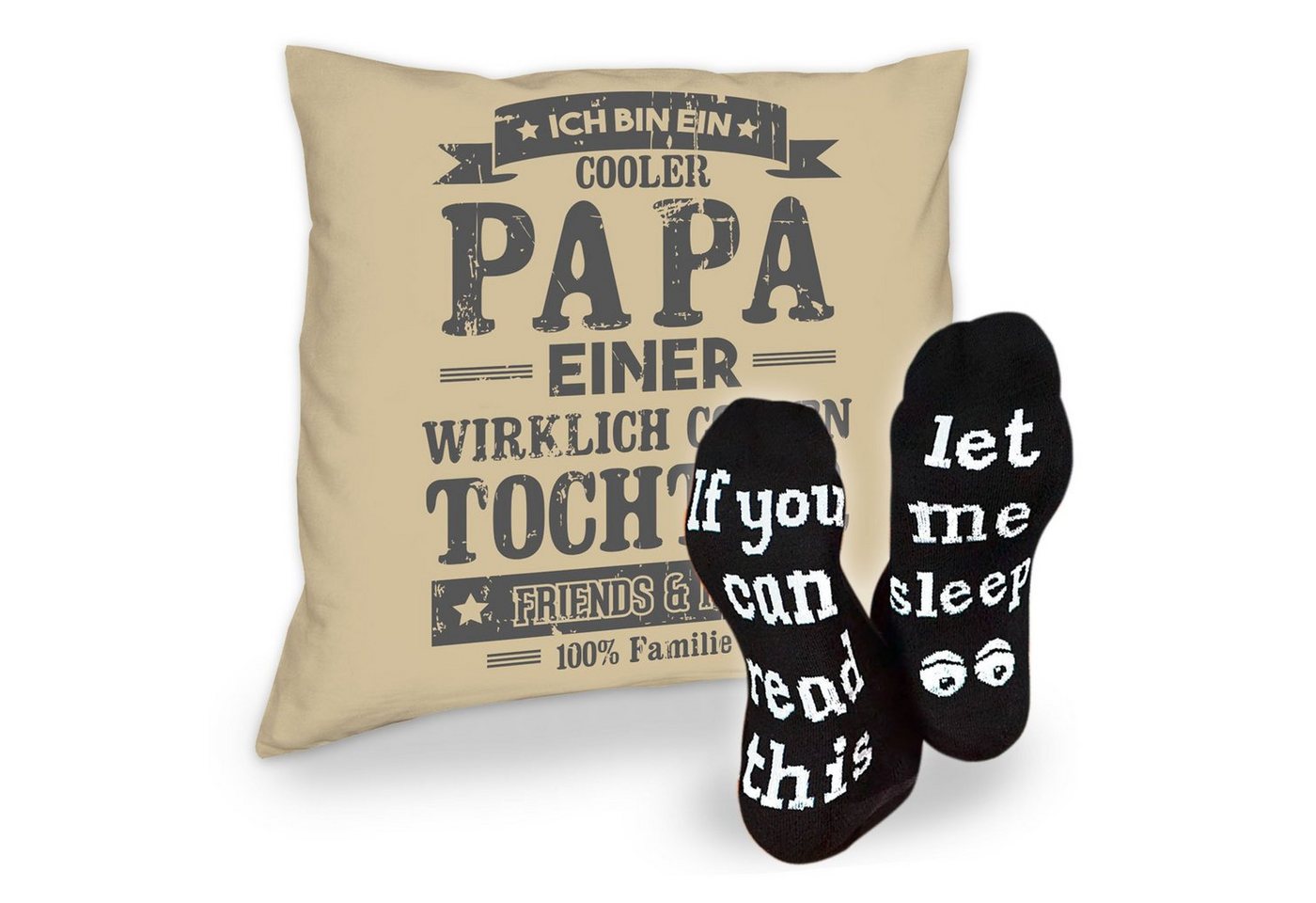 Soreso® Dekokissen Kissen Cooler Papa einer Tochter & Sprüche Socken Sleep, Geschenk Geburstag Vatertag Weihnachten von Soreso®