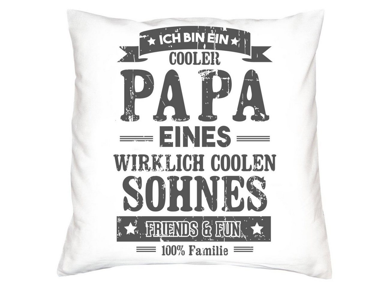 Soreso® Dekokissen Kissen Cooler Papa eines Sohnes & Urkunde für den Weltbesten Papa, Geschenk Geburtstagsgeschenk von Soreso®