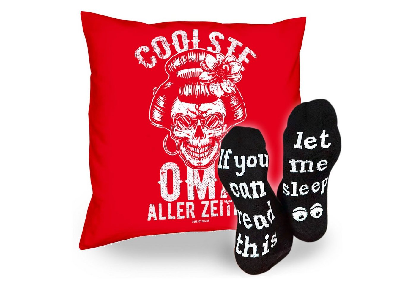 Soreso® Dekokissen Kissen Coolste Oma aller Zeiten & Sprüche Socken Sleep, Geschenk Geburtstagsgeschenk von Soreso®