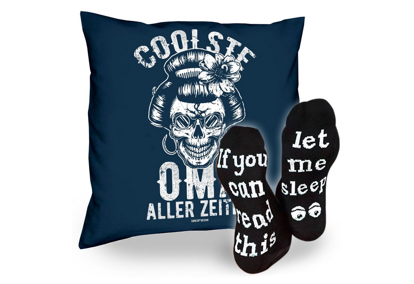 Soreso® Dekokissen Kissen Coolste Oma aller Zeiten & Sprüche Socken Sleep, Geschenkidee Weihnachtsgeschenk von Soreso®