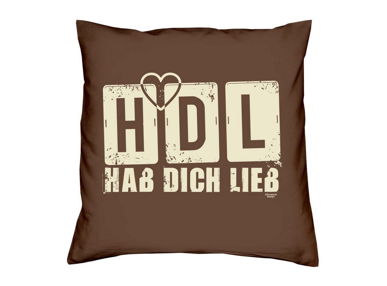 Soreso® Dekokissen Kissen HDL Hab Dich lieb Kissenbezug und Füllung, Geschenke Weihnachten Geburtstag von Soreso®