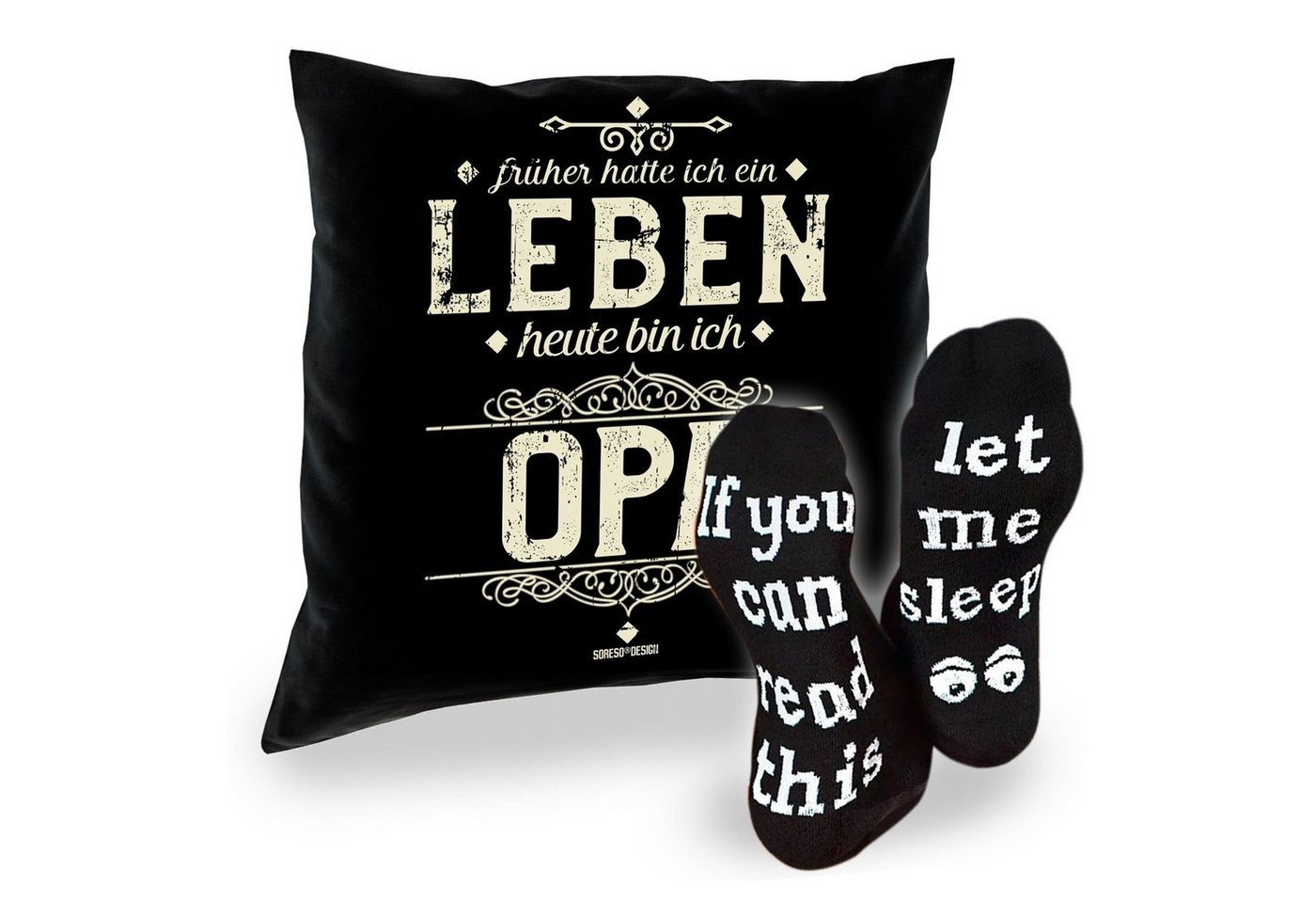 Soreso® Dekokissen Kissen Heute bin ich Opa & Sprüche Socken Sleep, Geschenke für Großvater Geschenkidee von Soreso®