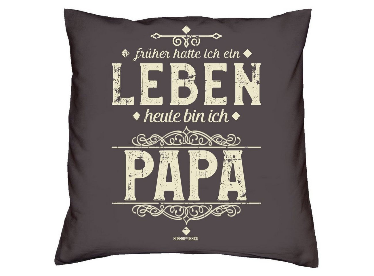 Soreso® Dekokissen Kissen Heute bin ich Papa & Urkunde für den Weltbesten Papa, Geschenk Geburstag Vatertag Weihnachten von Soreso®