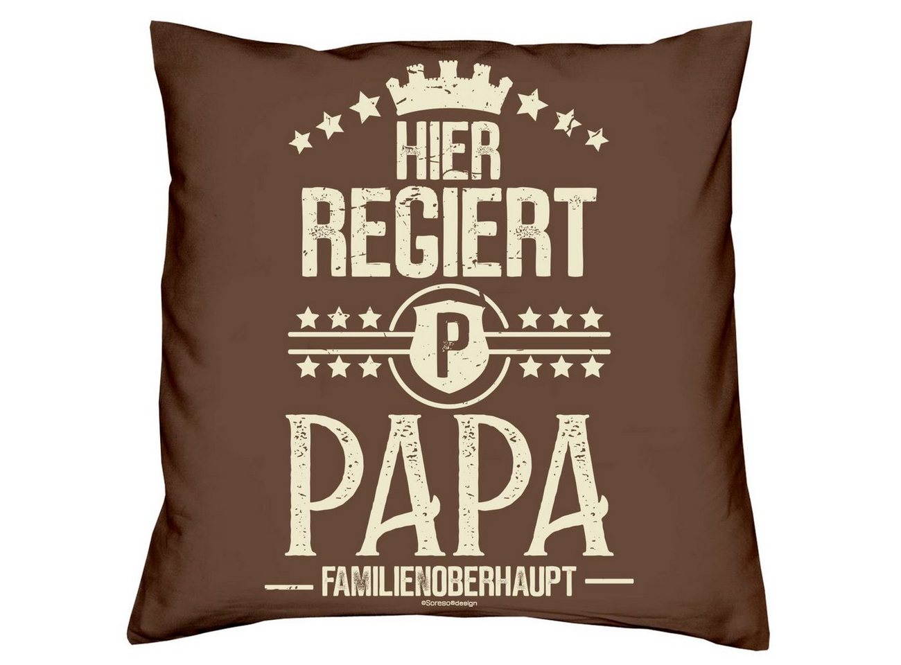 Soreso® Dekokissen Kissen Hier regiert Papa & Urkunde für den Weltbesten Papa, Geschenke Weihnachten Geburtstag Vatertag von Soreso®