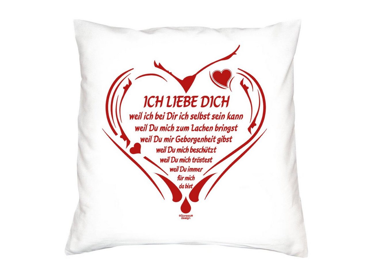 Soreso® Dekokissen Kissen Ich liebe Dich Kissenbezug und Füllung, Valentinstagsgeschenk Geburtstagsgeschenk von Soreso®