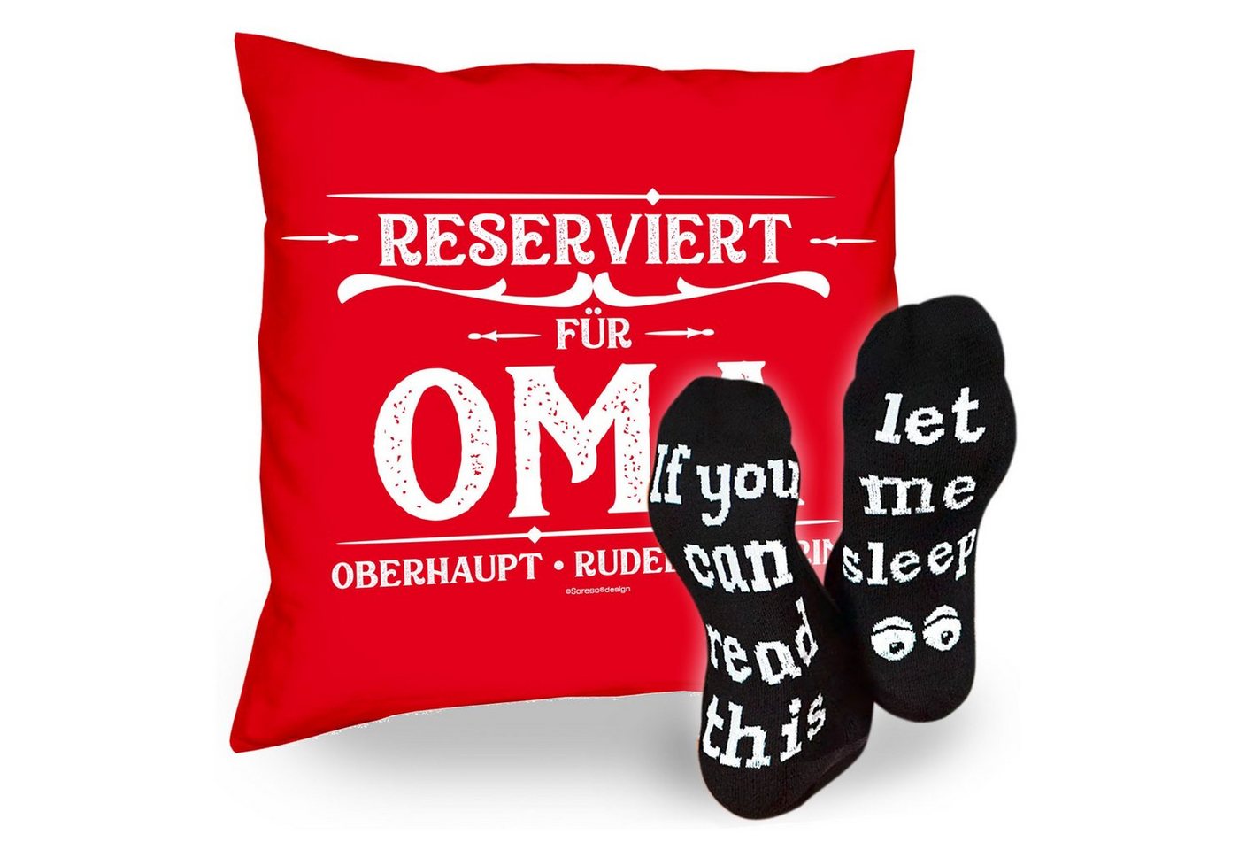 Soreso® Dekokissen Kissen Reserviert für Oma & Sprüche Socken Sleep, Geschenk Geburtstagsgeschenk von Soreso®