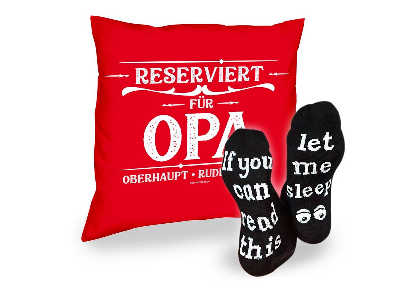 Soreso® Dekokissen Kissen Reserviert für Opa & Sprüche Socken Sleep, Geschenk Geburtstagsgeschenk von Soreso®