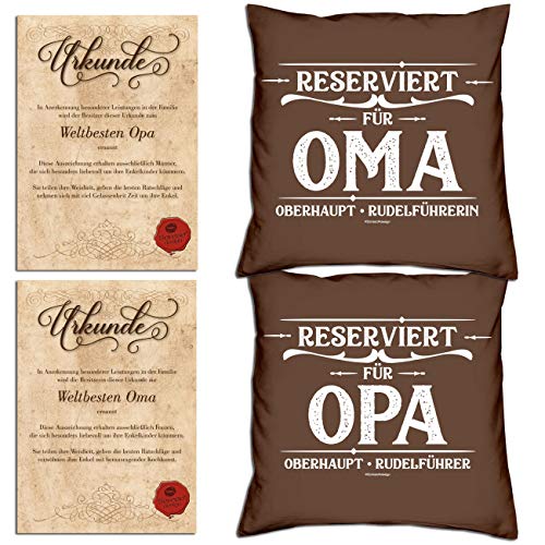 Soreso Design Geschenk-Set Großeltern Kissen Reserviert für Opa Reserviert für Oma Farben: braun und braun von Soreso Design