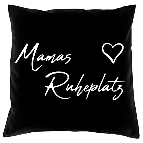 Soreso Design Geschenke für Mama Mamas Ruheplatz + Geburtstags-Geschenke - Muttertagsgeschenke + Kissen mit Innenkissen Füllung 40 cm x 40 cmFarbe: schwarz von Soreso Design