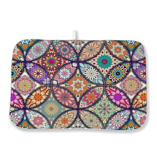 Boho-Abtropfmatte, 45,7 x 61 cm, Vintage-Stil, Bohemian-Abtropfmatte für Küchentheke, saugfähig, Retro-Geschirr, Trockenunterlage für Abtropfgestell, Küche, schnell trocknend Boho-Abtropfmatte, 45,7 x 61 cm, Vintage-Stil, Bohemian-Abtropfmatte für Küchentheke, saugfähig, Retro-Geschirr, Trockenunterlage für Abtropfgestell, Küche, schnell trocknend von Sorktse