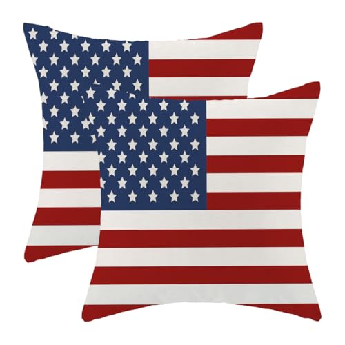 Kissenbezüge für den 4. Juli, 45,7 x 45,7 cm, Set mit 2 Kissenbezügen mit patriotischer Sterne, amerikanische Flagge, Gedenktag, Unabhängigkeitstag, Outdoor-Kissenbezug, Dekoration für Leinen, Bett Kissenbezüge für den 4. Juli, 45,7 x 45,7 cm, Set mit 2 Kissenbezügen mit patriotischer Sterne, amerikanische Flagge, Gedenktag, Unabhängigkeitstag, Outdoor-Kissenbezug, Dekoration für Leinen, Bett von Sorktse