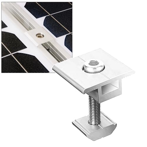 Sorlpv 30mm Solar Mittelklemme Kit 4 Stück Silber 丨 Zubehör zur Photovoltaik-unterstützung für Modulhöhe 30mm Solarmodul Halterung, Solar befestigung Mittelklemme von Sorlpv
