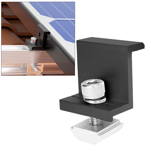 Sorlpv Endklemmen 30mm Solar 4 Stück 丨 Solarmodul Halterung Endklemme Schwarz Set 丨 Aluminiumlegierung PV Module Befestigung für Flachdach Trapezdach Ziegeldach Blechdach von Sorlpv