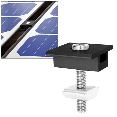 Sorlpv Mittelklemmen 30mm Solar 4 Stück 丨 Solarmodul Halterung Mittelklemmen Schwarz Set 丨 Aluminiumlegierung PV Module Befestigung für Flachdach Trapezdach Ziegeldach Blechdach von Sorlpv