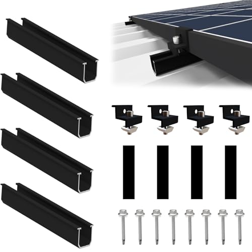 Sorlpv Solarmodul Halterung für 1X Module, PV Halterung Montageset - 12CM Schwarze Schiene + Verstellbare Klemme für 30-35MM Dicke Module, Alu Solarpanel Halterung Flachdach Trapezblech Blechdach Sorlpv Solarmodul Halterung für 1X Module, PV Halterung Montageset - 12CM Schwarze Schiene + Verstellbare Klemme für 30-35MM Dicke Module, Alu Solarpanel Halterung Flachdach Trapezblech Blechdach von Sorlpv