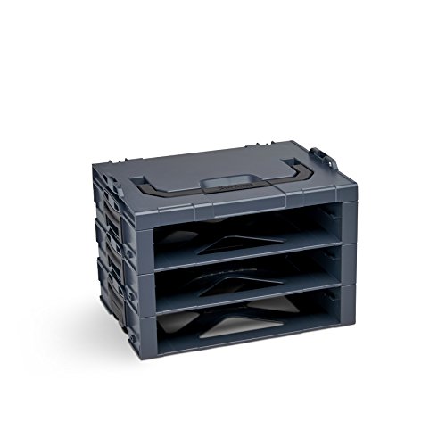 Bosch Sortimo i-Rack 3 Fach in Anthrazit für Werkzeugkoffer | Innovatives Transportsystem | Bosch Werkzeugkoffer Leer | Kompatibel mit L-Boxx von Sortimo