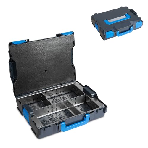 Sortimo L-BOXX 102 G4 – Robuster Werkzeugkoffer mit Trennblechset 4F – 4 Fächer für geordnete Aufbewahrung – Deckeleinlage verhindert Durchmischen – Stoß- & spritzwassergeschützt – Klicksystem von Sortimo