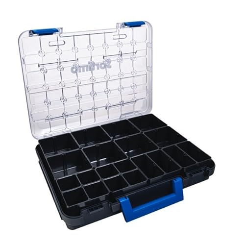 Sortimo T-BOXX 320 – Inkl. 12 Insetboxen H63 & 8 Trennwände – Transparenter Deckel für schnellen Überblick – Robuster, leichter Kunststoff – Kompatibel mit Fahrzeugeinrichtungen & WorkMo von Sortimo