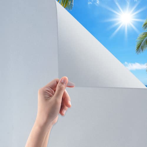 Fensterfolie Blickdicht Sichtschutzfolie Fenster Selbsthaftend, 44.5 x 200 cm Milchglasfolie Statisch Haftend, Sichtschutz Klebefolie Blickschutz UV Schutzfolie Glasfolie für Bad Badezimmer von Sosayet
