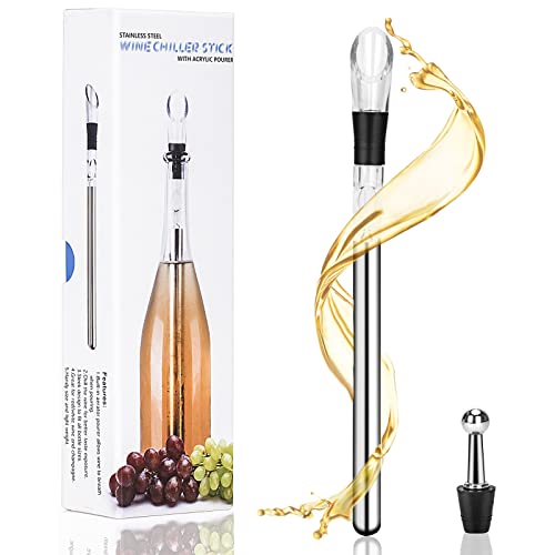 Weinkühler Set, Edelstahl Weinkühlstab mit Ausgießer, Flaschenkühler Weinkühler Stab Sektkühler, Weinzubehör Set für Weißwein & Rotwein, Geschenk für Weinliebhaber von Sosayet