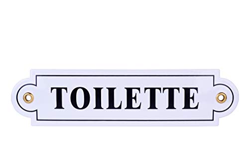 Emailschild Toilette 5x20 cm | WC wetterfest Türschild | Toiletten | Schild Emaille | Schule | Garage | Hotel | Carport | Firma von Sosenco