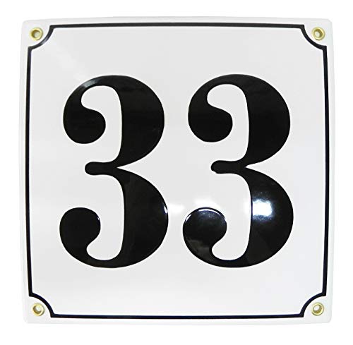 Hausnummer Hausnummernschild 20x20 cm mit Wunschnummer - Keramik Emaille - Wetterfest von Sosenco