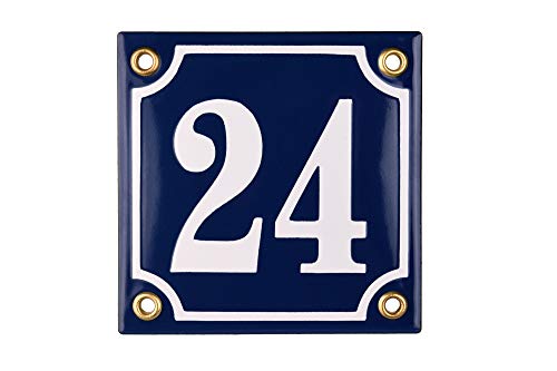 Hausnummer Hausnummernschild Emaille 10x10 cm mit Wunschnummer Premiumqualität Hausschild, Vorbohrungen, Personalisierte, Hausnummernschilder, Türschild, Wunschtext von Sosenco