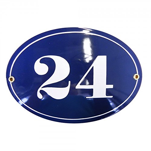 Hausnummer Hausnummernschild Emaille 15x21 cm Oval mit Wunschnummer Hausnummer, Hausschild, Vorbohrungen, Personalisierte, Hausnummernschilder, Wetterfest, Wunschtext, Farben von Sosenco
