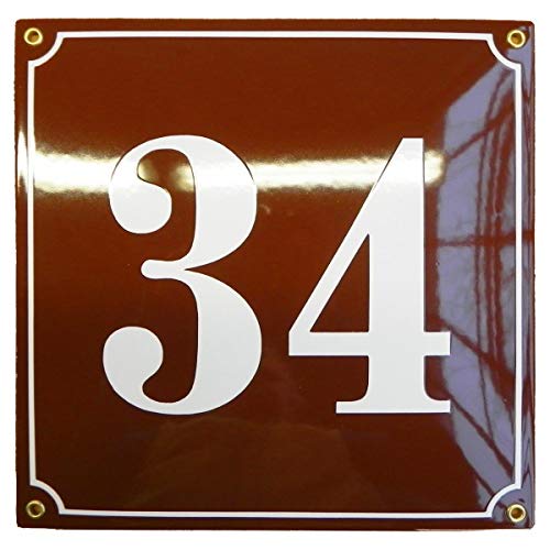 Hausnummer Hausnummernschild Emaille 25x25 cm mit Wunschnummer Premiumqualität Hausschild, Vorbohrungen, Personalisierte, Hausnummernschilder, Türschild, Wunschtext von Sosenco