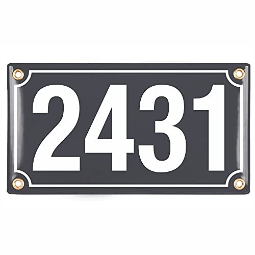 Hausnummerschild Hausnummer - 12x22 cm - Keramik Emaille - Wetterfest - Personalisiert - Emailschild (Anthrazit) von Sosenco